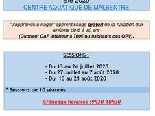 Opération "j'apprends à nager" au Centre aquatique de Malbentre