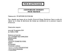 EDF Coupures de courant TRAVAUX