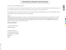 Coupure d'électricité le 22 octobre 2025 