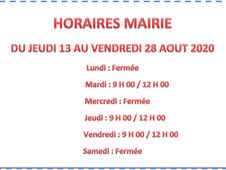 MAIRIE HORAIRES D'ETE